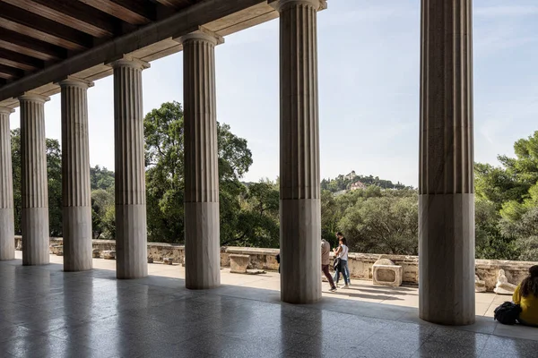 Athènes Grèce Novembre 2021 Vue Panoramique Sur Colonnade Extérieure Bâtiment — Photo