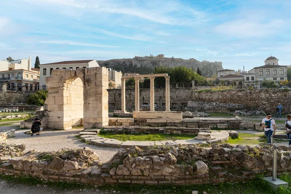 Athènes Grèce Novembre 2021 Site Archéologique Bibliothèque Hadrien Dans Centre — Photo