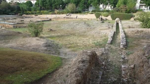 Atenas Grécia Novembro 2021 Vista Panorâmica Das Escavações Arqueológicas Liceu — Vídeo de Stock