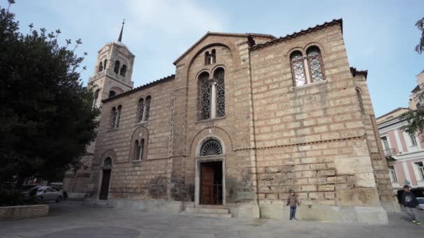 Ateny Grecja Listopad 2021 Widok Zewnętrzny Sotera Lykodemos Kościół Świętej — Wideo stockowe
