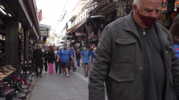 Athen Griechenland November 2021 Menschen Spazieren Auf Dem Athener Flohmarkt — Stockvideo