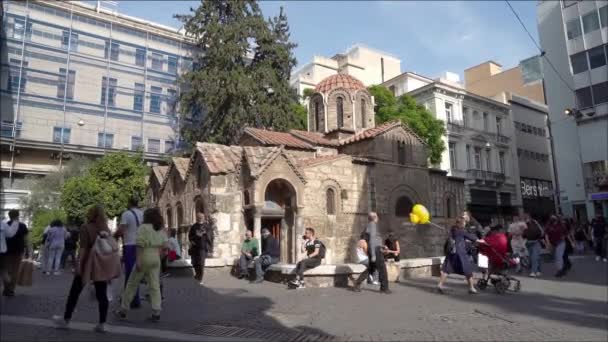 Athènes Grèce Novembre 2021 Vue Extérieure Église Kapnikarea Dans Centre — Video