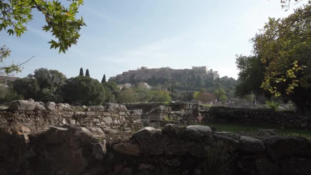 Atenas Grecia Noviembre 2021 Vista Colina Del Partenón Desde Parque — Vídeos de Stock
