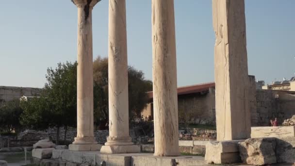 Афины Греция Ноябрь 2021 Года Археологическое Место Библиотеки Адриана Центре — стоковое видео