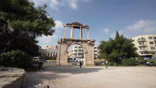 Athènes Grèce Novembre 2021 Vue Arche Hadrien Dans Centre Ville — Video