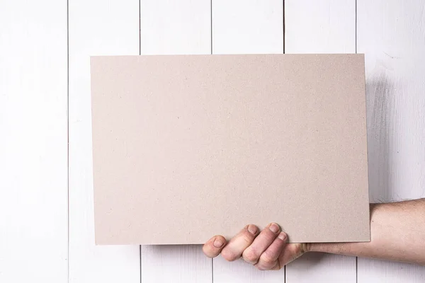 Cardboard Sign Held Hand — Zdjęcie stockowe