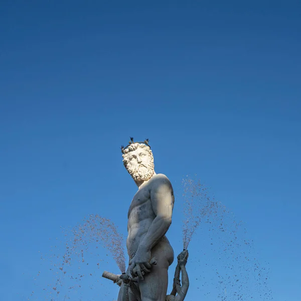 Firenze Olaszország Január 2022 Részlet Neptun Szökőkút Piazza Della Signoria — Stock Fotó