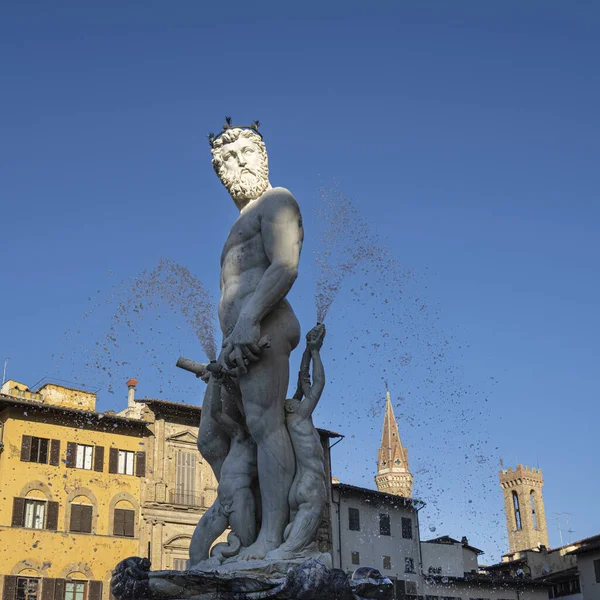 Florenz Italien Januar 2022 Detail Des Neptunbrunnens Auf Der Piazza — Stockfoto