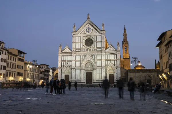 Florens Italien Januari 2022 Solnedgång Syn Basilikan Santa Croce Stadens — Stockfoto