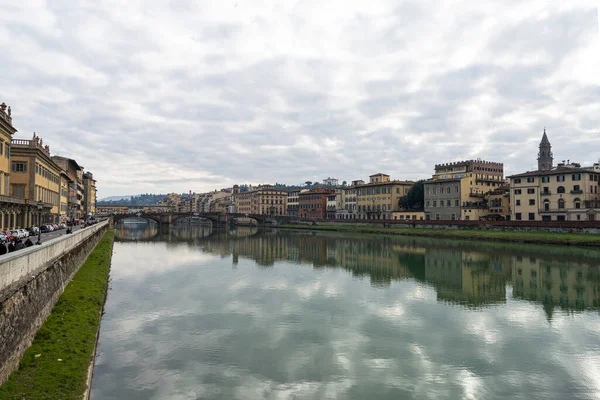 Florencie Itálie Leden 2022 Panoramatický Výhled Řeku Arno Centru Města — Stock fotografie