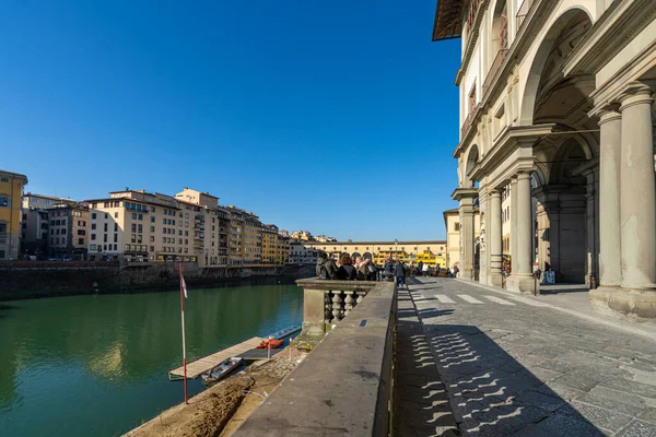Florencie Itálie Leden 2022 Pohled Lungarno Řeky Historickém Centru Města — Stock fotografie