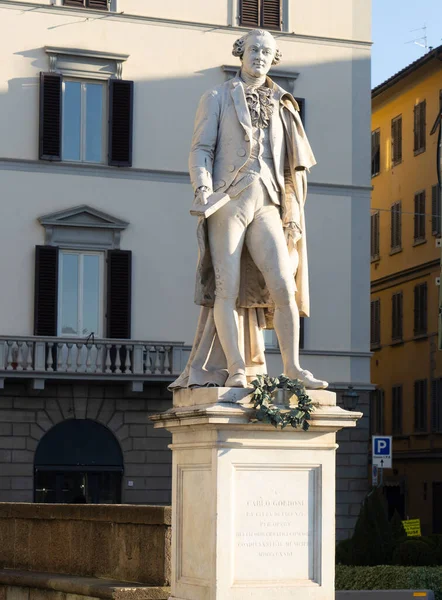 Firenze Olaszország Január 2022 Szobor Carlo Goldoni Város Történelmi Központjában — Stock Fotó