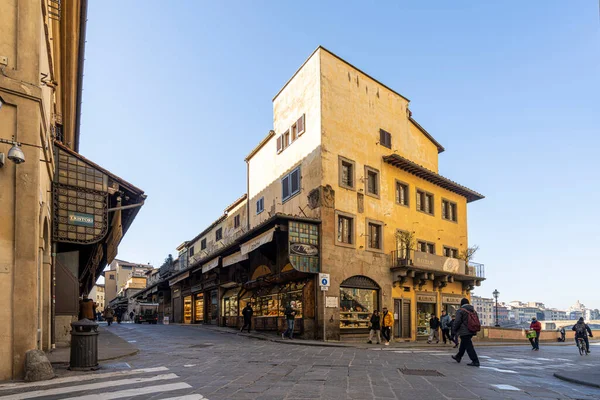 Флоренція Італія Січень 2022 Стародавні Будівлі Старому Мості Історичному Центрі — стокове фото