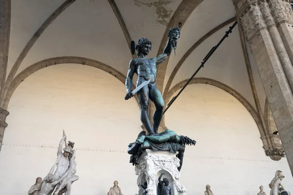 Florencia Italia Enero 2022 Estatua Perseo Con Cabeza Medusa Esculpida — Foto de Stock