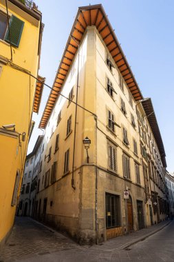 Floransa, İtalya. Ocak 2022 'de Michelangelo Buonarotti' nin tarihi merkezindeki evinin dış görüntüsü.