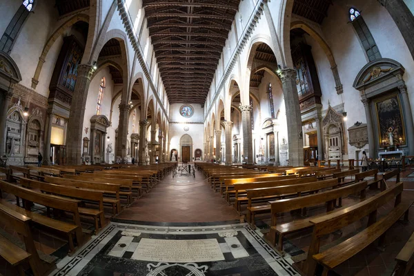 Florença Itália Janeiro 2022 Vista Fisheye Dentro Basílica Santa Croce — Fotografia de Stock