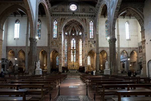 Florença Itália Janeiro 2022 Vista Para Dentro Basílica Santa Croce — Fotografia de Stock