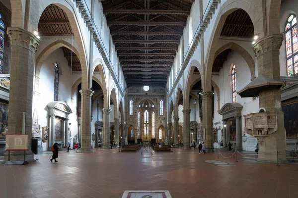 Florencja Włochy Styczeń 2022 Widok Wewnątrz Bazyliki Santa Croce Centrum — Zdjęcie stockowe