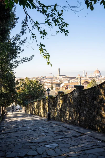 Florença Itália Janeiro 2022 Escadaria Que Vai Até Piazzale Michelangelo — Fotografia de Stock