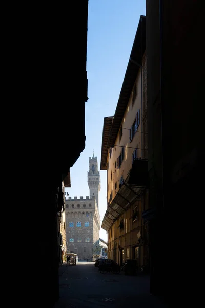 Florença Itália Janeiro 2022 Vista Palazzo Vecchio Contra Pano Fundo — Fotografia de Stock