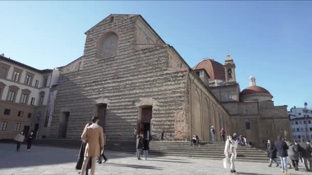 Florencie Itálie Leden 2022 Vnější Pohled Baziliku San Lorenzo Centru — Stock video