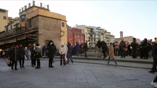 Florença Itália Janeiro 2022 Vista Para Turistas Que Caminham Entre — Vídeo de Stock