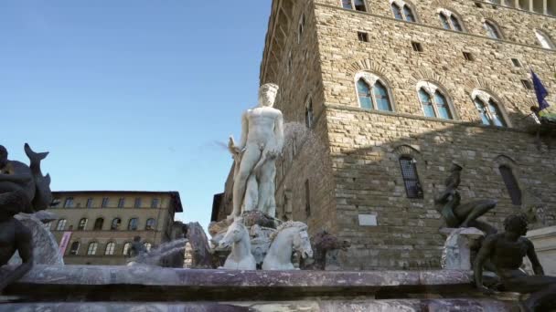 Florença Itália Janeiro 2022 Vista Palazzo Vecchio Piazza Della Signoria — Vídeo de Stock