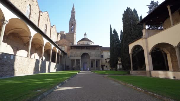 Florenz Italien Januar 2022 Der Antike Kreuzgang Der Basilika Santa — Stockvideo