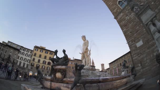 Florence Italy January 2022 View Fountain Neptune Front Old Palace — Stock Video