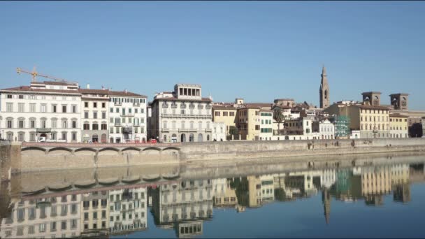 Firenze Italia Gennaio 2022 Lungofiume Sul Fiume Arno Nel Centro — Video Stock