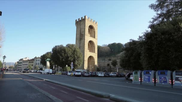 Флоренция Италия Январь 2022 Года Вид Старые Ворота Сан Никколь — стоковое видео