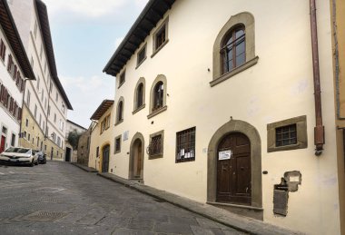 Floransa, İtalya. Ocak 2022. Ünlü astronom ve fizikçi Galileo Galilei 'nin şehir merkezinde yaşadığı ev.