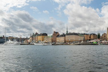 Stockholm, İsveç. Eylül 2019. Gamla Stan adasının panoramik manzarası