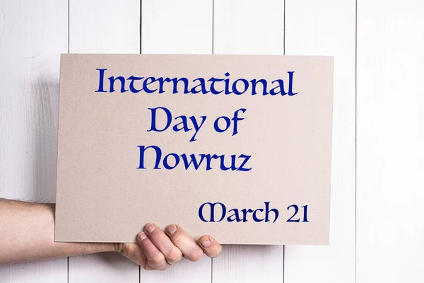 Une Pancarte Célébrant Journée Internationale Nowruz Des Nations Unies Mars — Photo