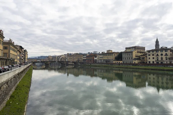 Florencie Itálie Leden 2022 Panoramatický Výhled Řeku Arno Centru Města — Stock fotografie