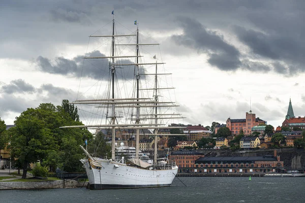 Stockholm Zweden September 2019 Een Oud Zeilschip Verankerd Een Pier — Stockfoto
