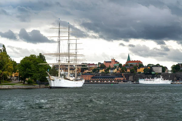 Stockholm Zweden September 2019 Een Oud Zeilschip Verankerd Een Pier — Stockfoto