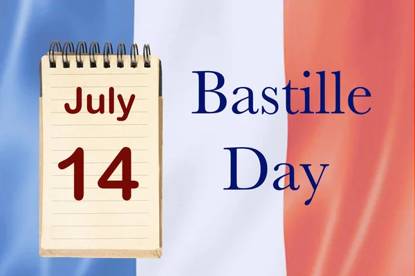 Εορτασμός Της Γαλλικής Εθνικής Εορτής Γαλλική Σημαία Και Ημερολόγιο Που — Φωτογραφία Αρχείου