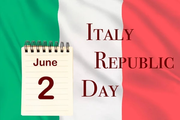 Célébration Journée République Italienne Avec Drapeau Italien Calendrier Indiquant Juin — Photo