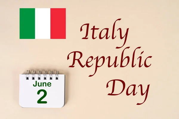 Célébration Journée République Italienne Avec Drapeau Italien Calendrier Indiquant Juin — Photo