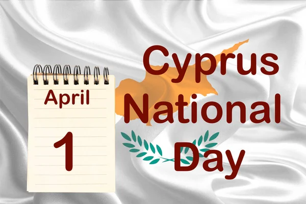 Célébration Fête Nationale Chypre Avec Drapeau Calendrier Indiquant 1Er Avril — Photo