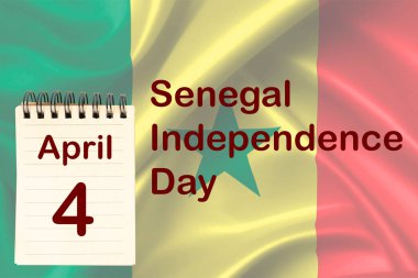 4 Nisan 'ı gösteren bayrak ve takvimle Senegal Bağımsızlık Günü kutlaması