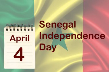 4 Nisan 'ı gösteren bayrak ve takvimle Senegal Bağımsızlık Günü kutlaması