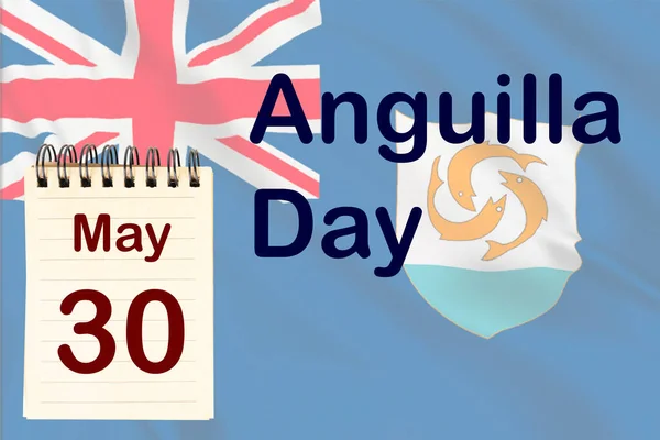 Célébration Journée Anguilla Avec Drapeau Calendrier Indiquant Mai — Photo