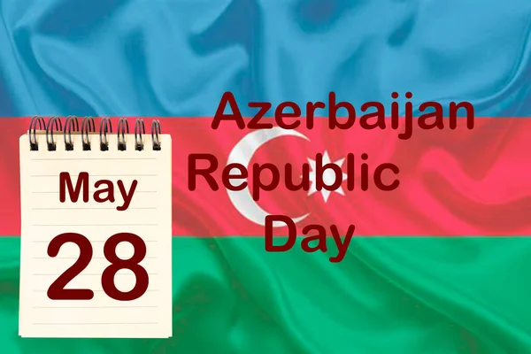 Célébration Journée République Azerbaïdjan Avec Drapeau Calendrier Indiquant Mai — Photo
