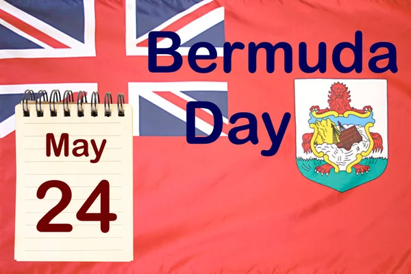 Célébration Journée Des Bermudes Avec Drapeau Calendrier Indiquant Mai — Photo