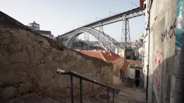 Porto Portugal March 2022 Panoramic View Dom Luis Bridge Douro — Stock Video