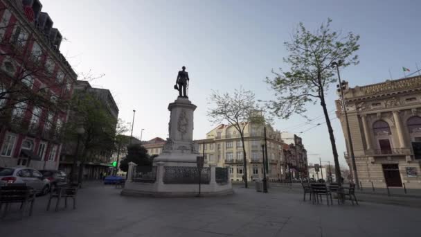 葡萄牙波尔图2022年3月市中心的国王多姆 佩德罗五世纪念碑 — 图库视频影像