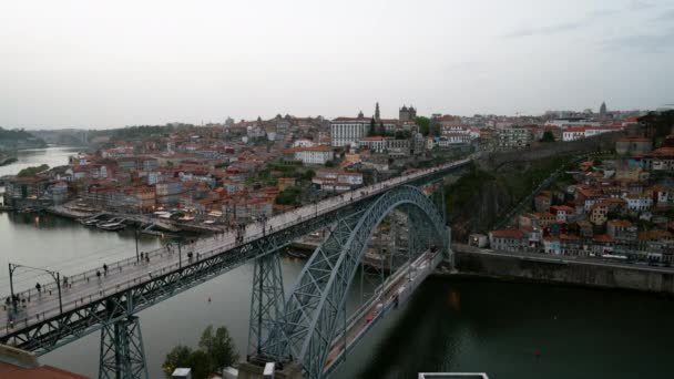 Porto Portogallo Marzo 2022 Time Lapse Vista Del Ponte Dom — Video Stock