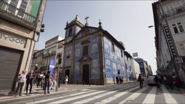 Porto Portugal März 2022 Außenansicht Der Seelenkapelle Stadtzentrum — Stockvideo